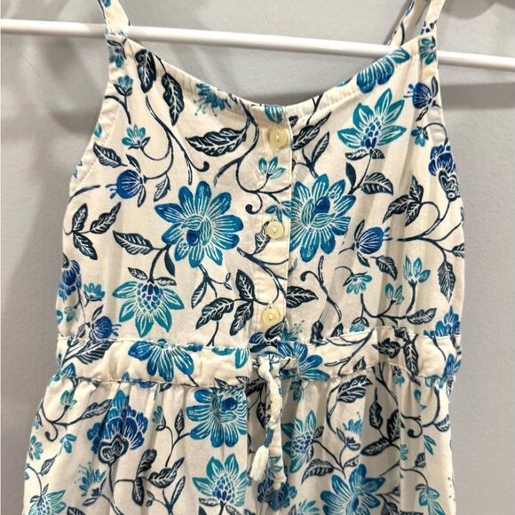 Old Navy girls white and blue floral cotton tiered boho midi sundress size small - Picture 2 of 6
